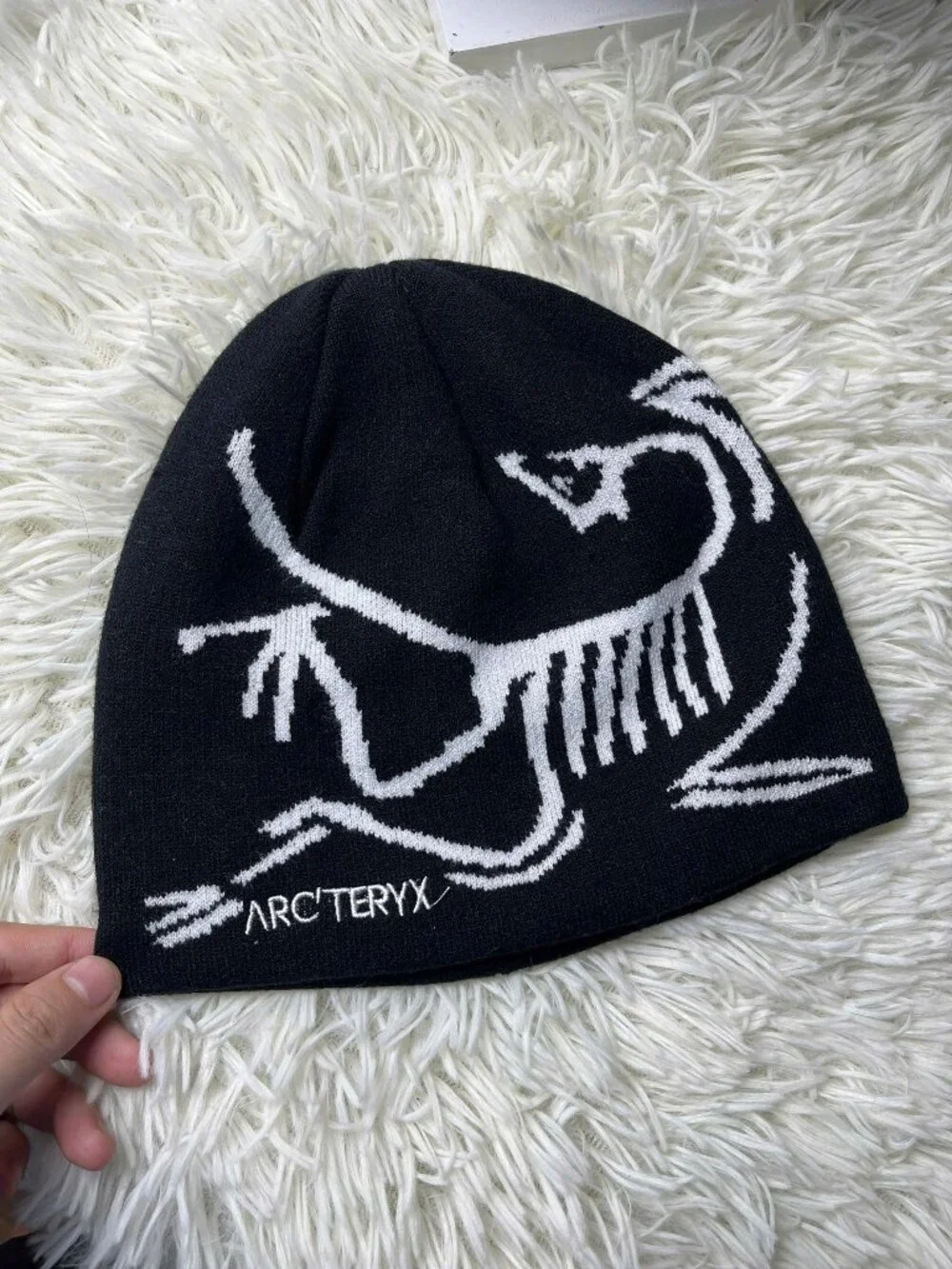 Arc Black Bird Graphic Knit Beanie Unisex Winter Hat